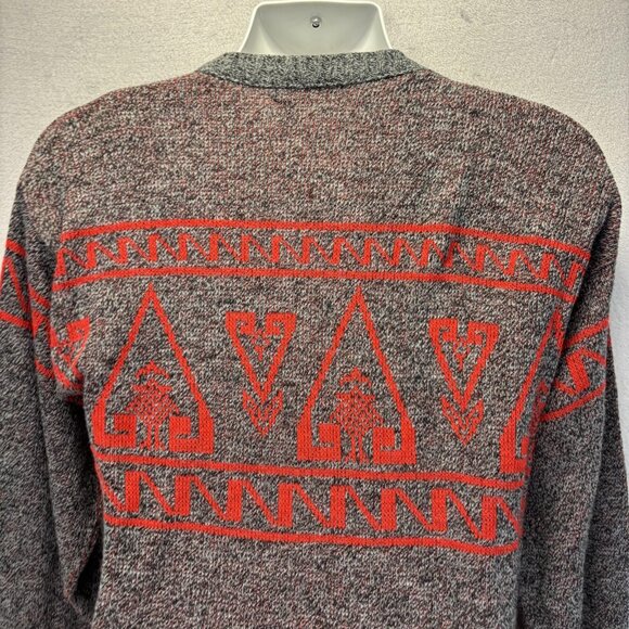 Vintage 80s Le Tigre Mens Sweater Large Tall LT Red Knit Pullover Winter Holiday - Picture 15 of 15